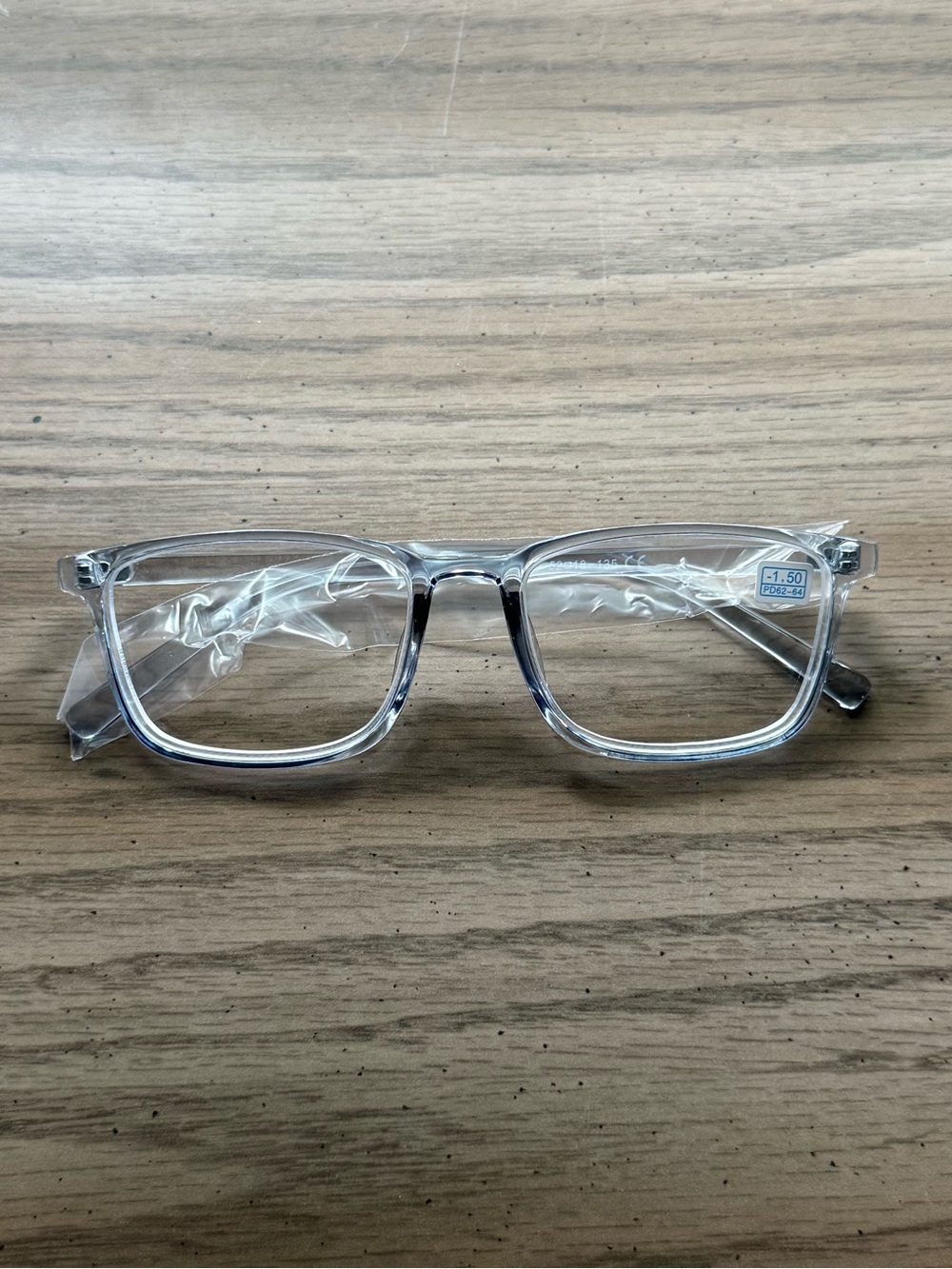 ORIOPXIC -1.50 Distance Glasses Clear Frame Nearsighted Myopia PD 62-64 New